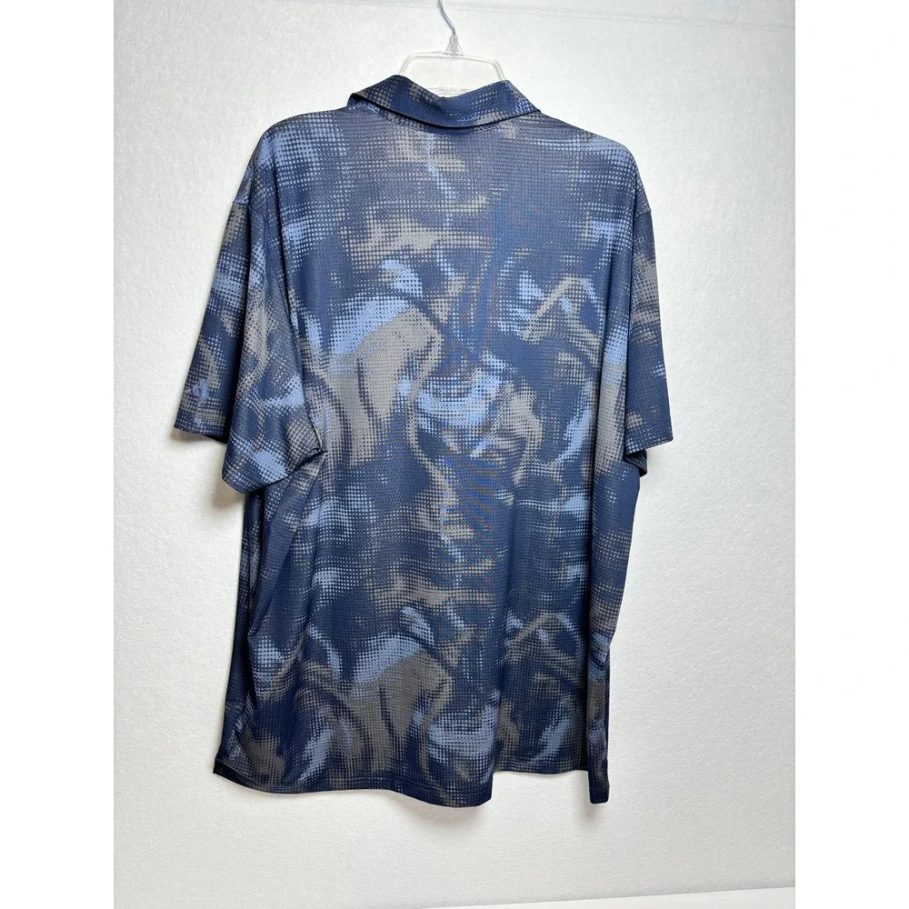Adidas Mens Blue Grey Abstract Camo Print Performance Golf Polo Shirt 2XL JN9074